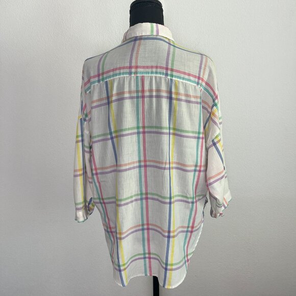 Vintage Diane Von Furstenburg Pastel Plaid Top - Picture 3 of 4